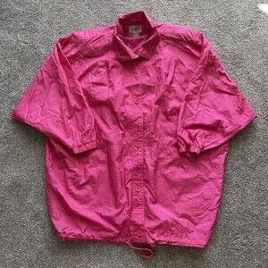 Vintage Windsor Bay Pink Windbreaker Jacket Womens One Size Fits All 80s Pockets